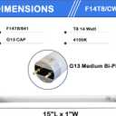 Valoisa 4Pack F14T8/CW 14W 15 Inch T8 4100K Linear Fluorescent Light Bulb,14 Watts, G13 Medium Base,T8 Tube,14 3/4" MOL,1" Dia,4100K Cool White