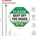 Keep Off Grass Sign for Yard, 2 Pack- 10" W x 28" H All Aluminum Keep Off The Grass Signs with Stake- Stay Off Grass Sign- Don't Step On The Grass- No Dog Lawn Signage