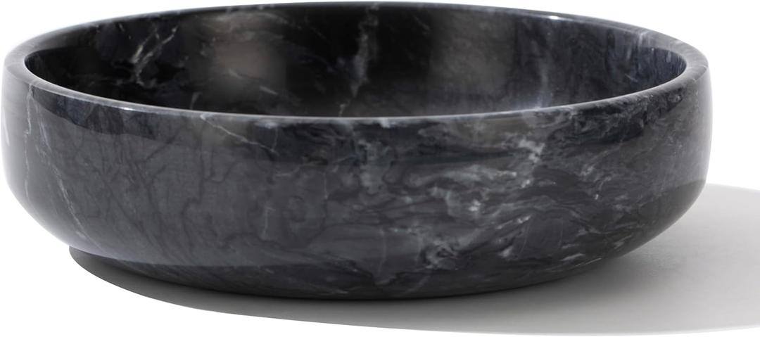 CM CHIC MONDAY 6.7" Large Decorative Bowl, Natural Marble Decorative Bowls for Home Decor, Key Bowl, Candy Bowl, Smudge Bowl, Coffee Tables Centerpiece (Natural Black)