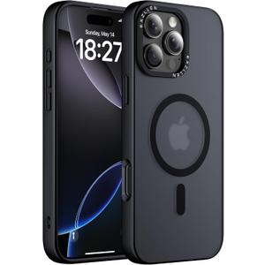Superior Magnetic for iPhone 16 Pro Max Case, Compatible with MagSafe, [Upgraded Shockproof] Slim Translucent Matte Protective Phone Case Cover for 16 Pro Max 6.9", Matte Black