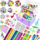 3000Pcs Arts and Crafts Supplies for Kids Craft Kits with Pipe Cleaners Crafting Supply All in 3 Layered Craft Box DIY Crafts for Kids Ages 4-8 8-12 Homeschool Supplies Toys Gifts for Girls & Boys (Purple)