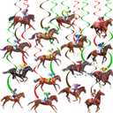 Horse Racing Hanging Swirls 20PCS Derby Day Hanging Decorations Horserace Party Decorations Jockey Horse Race Cutout Streamers for Race Horse Equestrian Birthday Party Supplies