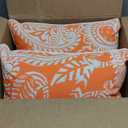 Pillow Perfect Paisley Indoor/Outdoor Accent Throw Pillow, Plush Fill, Weather, and Fade Resistant, Lumbar - 11.5" x 18.5" , Orange/Ivory Addie, 2 Count