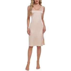 MOSCOAL Full Slip for Women Under Dress Sleeveless Satin Slip Dress Wide Straps 
XX-Large