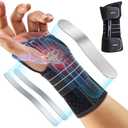 Rakiie Carpal Tunnel Wrist Brace, Adjustable Night Wrist Support with 3 Metal Splints, Hand Brace for Men Women No Pressure on Thumb, Splint Stabilizer for Work, Gray Left Hand, Size M(6.69-8.27")