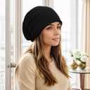Knit Warm Beanies Hat for Women Knitting Skull Ladies Beanies Soft Ski Cap for Winter (Black)