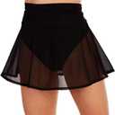 SHIBAOZI Women Girls Swim Cover Ups Swimsuit Cover-up Skirts Short Mesh Sheer See-Thru Bikini Coverups (Large, Black)