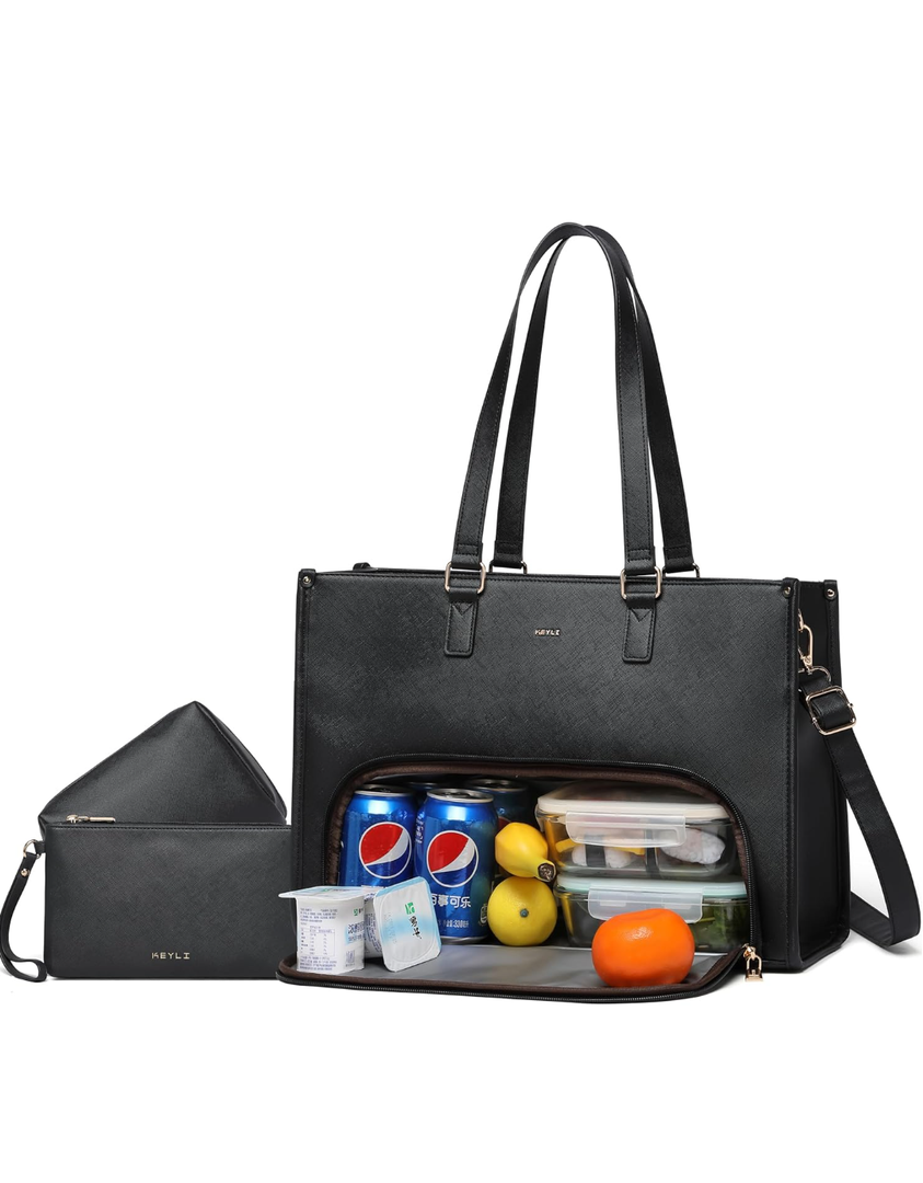 Keyli 3pcs Laptop Bag for Women 15.6 inch and Lunch Tote Bag for Women with Insulated Lunch Compartment Computer Briefcase
