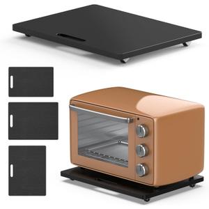 Bamboo Sliding Tray 16"W x 13"D Appliance Slider with Rubber Wheels Sliding Tray for Coffee Maker, kitchen Appliance Sliders for Countertop Air Fryers, Kitchen Stand Mixers, Toasters, Microwave (Black)