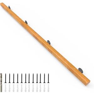 9FT Wood Stair Handrails Wall Mount, Hand Railings for Stairs Indoor Outdoor, Non-Slip Staircase Handrail for Corridor, Lofts, Patio, Kindergarten Guardrail (Size: 9ft)