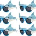 Shark Glasses Party Favors, 6pcs Hawaiian Shark Photo Booth Props Tropical Summer Beach Ocean Pool Party Supplies Shark Birthday Party Decorations Return Gifts Eyeglasses