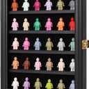 VERANI Minifigures Miniature Display Case Collectibles Display Box Wall Mount Figure Display Curio Cabinet with Lockable Anti Dust Door for Small Objects Lockable Removable Shelves - Small Black