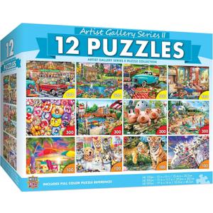 MasterPieces - Jigsaw Puzzle 12-Pack Bundle Set, Artist Gallery Collection Series 2 Landscape and Animal Puzzles, Family Fun for Adults and Kids