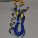 Petbobi Dog Tie-Out Cable and Stake - 30ft Heavy Duty Cable with Spring, No Tangle, 16in Ground Stake, Ideal for Yard, Camping and Beach, Suitable for Small Medium Large Dogs Up to 120 lbs, Blue