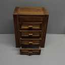 Jewelry Organizer, Rattan Jewelry Box, 5 Layer Wooden Jewelry Organizer Box with Mirror, Jewelry Boxes with 4 Drawers for Women Men, Jewelry Storage for Rings Earrings Necklaces Bracelets Watch (Natural (New))