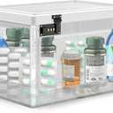 Extra Large Lock Box for Medication Safe, Medicine Lockable Storage Box with Code, Phone Lock Boxes for Video Games, Box with Combination Lock for Snacks/Food, Locking Cabinet for Home/Office (Clear)