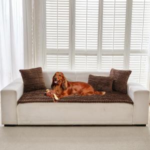 Mitid Sofa Cover Fuzzy Couch Cover for Pet, Couch Covers for Dogs Washable Non-Slip Sofa Slipcover Cushion Protector Pets Friendly Mat (27.6" x 70.9", Dark Brown)