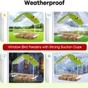 Clear Window Bird Feeder with 4 Strong Suction Cups & Decorative Lawn Top - Ideal for Garden/Yard Decor, Elderly & Kids Bird Watching, Unique Gift for Nature Lovers (Transparent&Green)