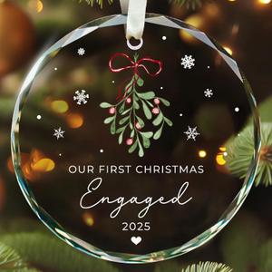 Engagement Gifts for Couples - Engagement Gifts for Women, Her, Bride to Be, Couple - Just Engaged Gift for Her, Friends - Engaged Ornament 2025 - Newly Fiance Gift for Her - Glass Ornament
