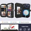 OCASE for iPhone 17 Pro Max Crossbody Detachable Wallet Case, PU Leather Handbag Phone Purse with Zipper Closure, Card Slots & RFID Blocking, Wrist Strap, Lanyard, Kickstand, Diamond Check Black
