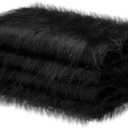 Jetec 4 Pcs Black Faux Fur 10 x 20 Inch Christmas Faux Fur Fabric Squares Fluffy Halloween Fabric Patches Winter Soft Plush for DIY Craft, Gnomes, Cosplay Costume, Decoration