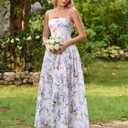 KUTUMAI Women Summer Long Wedding Guest Dress Floral Maxi Corset Sundress (M)