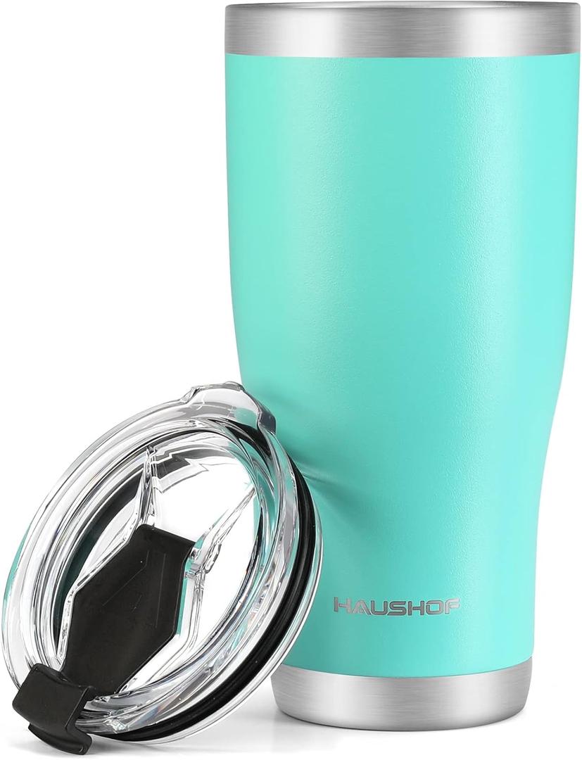 HAUSHOF 30 oz Tumbler, Stainless Steel Vacuum Insulated Coffee Tumbler Water Cup, Double Wall Travel Mug with Lid, Perfect for Hot and Cold Drinks (Lake Blue)