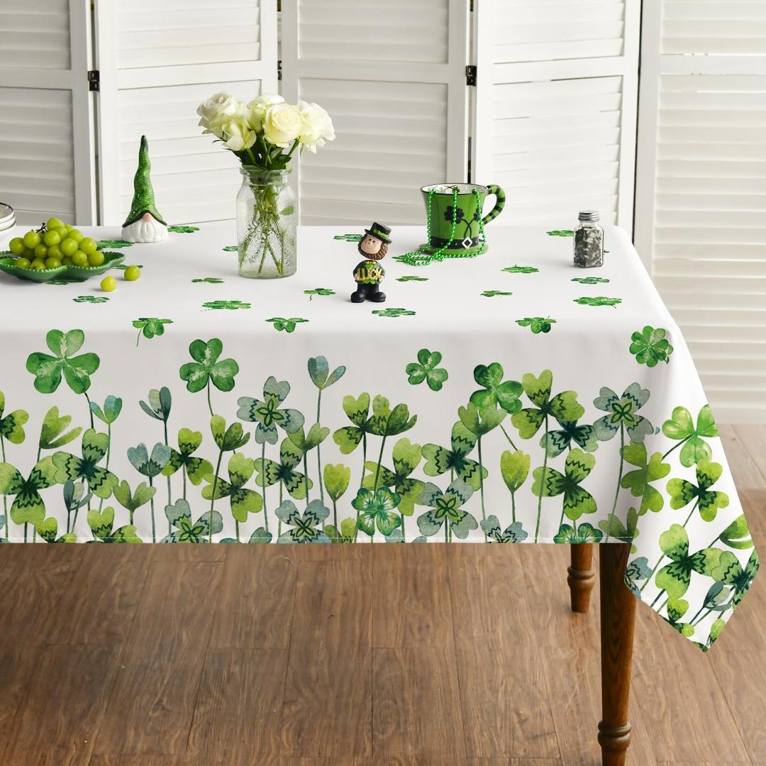 Horaldaily St. Patrick's Day Tablecloth 6060 Inch, Watercolor Lucky Shamrock Washable Table Cover for Party Picnic Dinner Decor (Green)