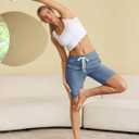 SPECIALMAGIC Cotton Sweat Shorts with Pockets for Women 10" Athletic Lounge Sports Workout Bermuda Knee Shorts (Blue)