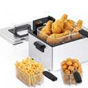 OLIXIS Deep Fryer for Home Use, Large Electric Fryer with 3 Blankets, 5 Liter Capacity, 1800W Power, 4 Adjustable Temp, Lid with Viewing Window for Fried Chicken, Shrimp, French Fries, Silver