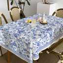 Rectangle Tablecloth - 60 x 84 Inch Blue Floral Rustic Tablecloth Classic French Country Printed Table Cover for Farmhouse Decoration, Suitable for Home, Kitchen Dining