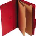 Universal Bright Colored pressboard Classification folders, 2" Expansion, 2 dividers, 6 Fasteners, Legal Size, Ruby red, 10/Box