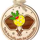 2 x Pickleball Christmas Ornament - Funny Wood Holiday Decor for Pickleball Lovers, Paddle and Ball Tree Hanging Gift for Player, Coach, or Team - Sports Xmas Keepsake, 2 Layer Wood