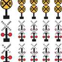 24Pcs Railroad Crossing Sign Table Centerpieces Train Birthday Party Decorations Railroad Happy Birthday Sign Table Toppers for Train Theme Birthdays Party Baby Shower Photo Booth Prop Supplies
