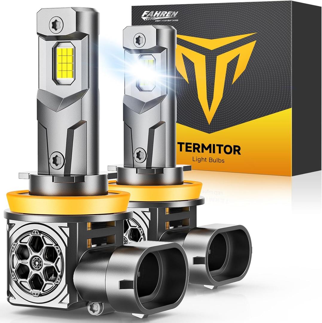 Ursprung 2026 - H11/H9/H8 Bulbs, 50000LM 10X Ultra-Brighter, Real 1:1 Mini Size, 6500K Cool White H11 Light Bulbs, 85000+ Hour Lifespan with Fan, Plug & Play, Pack of 2