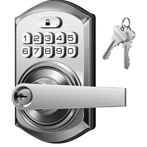 TEEHO TE004 Keyless Entry Keypad Door Lock with Handle - Smart Digital Electronic Lock for Interior Door with Anti-Peeping, Auto Lock & Passage Mode - Easy Installation - Satin Nickel