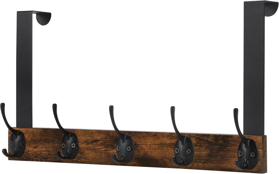 YINMIT Over The Door Hooks, Wooden Door Hanger, Door Hanger Hook, Over The Door Towel Rack, Door Coat Hanger, Door Coat Rack, Door Hooks for Hanging Towels, Clothes, Hats (1 Tier-A Style)