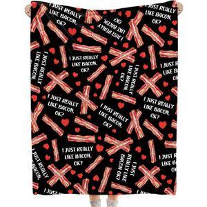 I Just Really Like Bacon Blanket-Bacon Gift for Kids Men Women-Soft Flannel Lightweight Blanket for Sofa Bed Birthday Festival Camping Outdoors 40"x50" for Kids Children