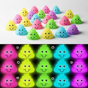 Leyndo 30 Pcs Luminous Small Poop Figures Bulk Glow in The Dark Fake Poop Toys for Prank Hide and Seek Goodie Bags Stuffers Party Favors Prizes Interactive Gag Gifts
