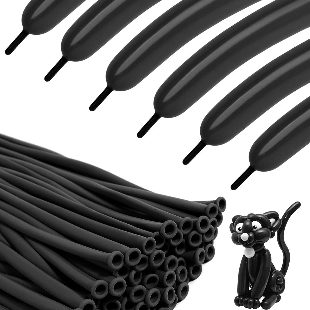 260 Balloons - Black Long Balloons for Tying Balloon Arch, 100Pcs Twisting Balloon for Animal Modeling & Birthday Party Decorations