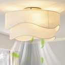 DSYBRI Flush Mount Ceiling Fan with Lights, 20" Low Profile Boho Ceiling Fan with Light Remote Control, Caged with 6 Speeds for Bedroom, Nursery, Living Room