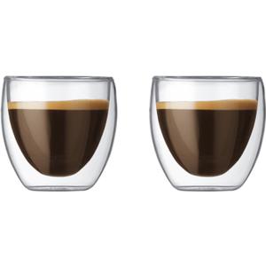 Bodum 2.5oz Pavina Double Wall High-Heat Borosilicate Glass, Set of 2, Clear