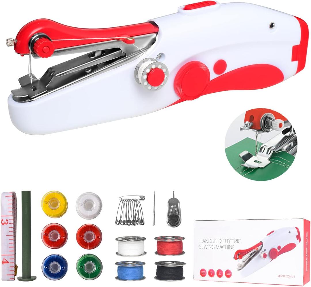 Handheld Sewing Machine, Mini Portable Electric Quick Sew Sewing Machine For Beginners Adults, Easy To Use Suitable for Sewing Fabrics, Clothes, Cutains, Family Travel, DIY