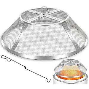 Fire Pit Spark Screen for Solo Stove Yukon Shield 27 Inch,Stainless Steel Spark Protector Mesh Screen for Solo Yukon,Fire Pits Top Screen Accessories Spark Cover Guard Outdoor Heavy Duty-Silver