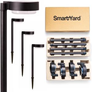 Solar Pathway Lights Outdoor - Pack of 4, 6 Lumens Warm White LED, Aluminum & Stainless Steel Weather-Resistant Outdoor Solar Lights for Yard, Garden, Walkway Lighting - Easy Stake Installation