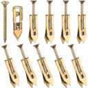 20PCS Self-Drilling Anchors, Metal Drywall Anchors Screws Kits Heavy Duty, Zinc Plated Anchors for TV, Cabinets, No Drill or Holes (10pcs 0.47 x 1.56 in Steel Anchors, 10pcs Zinc Screws) (Gold)