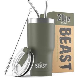 Beast 20 oz Tumbler Stainless Steel Vacuum Insulated Coffee Ice Cup Double Wall Travel Flask (Army Green)