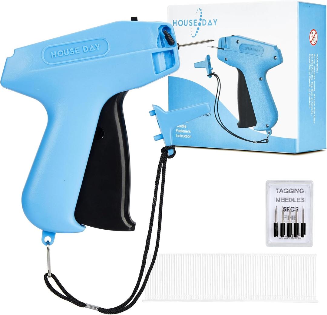 HOUSE DAY Tagging Gun for Clothing, Retail Tag Gun for Clothes, Not for Stitch, Price Tag Attacher Gun with 6 Needles, 1000pcs 2" Barbs Fasteners for Store, Garage, Yard Sale (Blue+black)