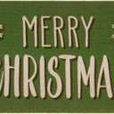Merry-Christmas-Welcome-Doormat Winter-Outdoor-Entrance Faux-Coir Entryway-Rug Non-Slip Dirt-Trapping Indoor-Outside Porch 17x29 Inch (Green)