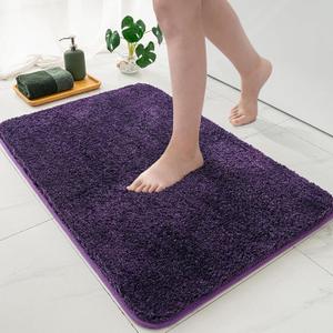 MIULEE Dark Purple Bathroom Rugs, Soft Small Absorbent Microfiber Bath Rugs Non Slip Quick Dry Fluffy Bath Mats for Bathroom Floor Tub Showers, Machine Washable, 16x24 Inch